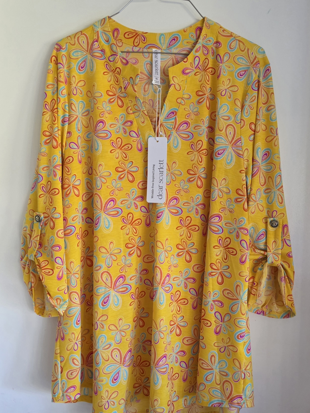 Dear Scarlett Yellow Floral Split-Neck Tunic XL